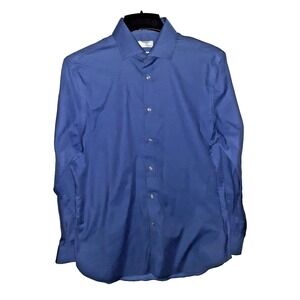 Michael Kors Mens SlimFit Airsoft Long Sleeve Dress Shirt Sz 16 32/33 Blue Large